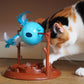 Doc and Phoebe Twirly Bird Cat Treat Dispenser Brown - Blue 5.25in - Pets Perfect