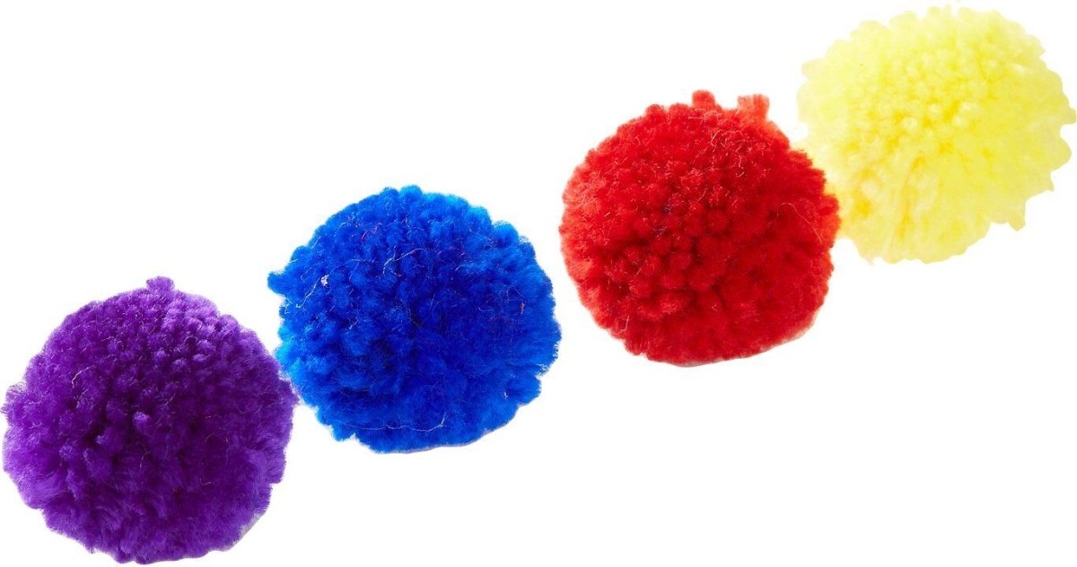 Spot Wool Pom Poms Cat Toy with Catnip Assorted 1.5 in 4 Pack - Pets Perfect