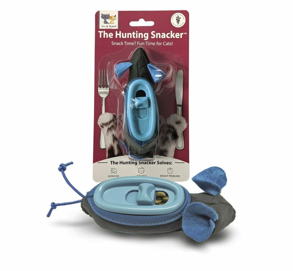 Doc and Phoebe The Hunting Snacker Cat Feeder Black - Blue 3.5in - Pets Perfect