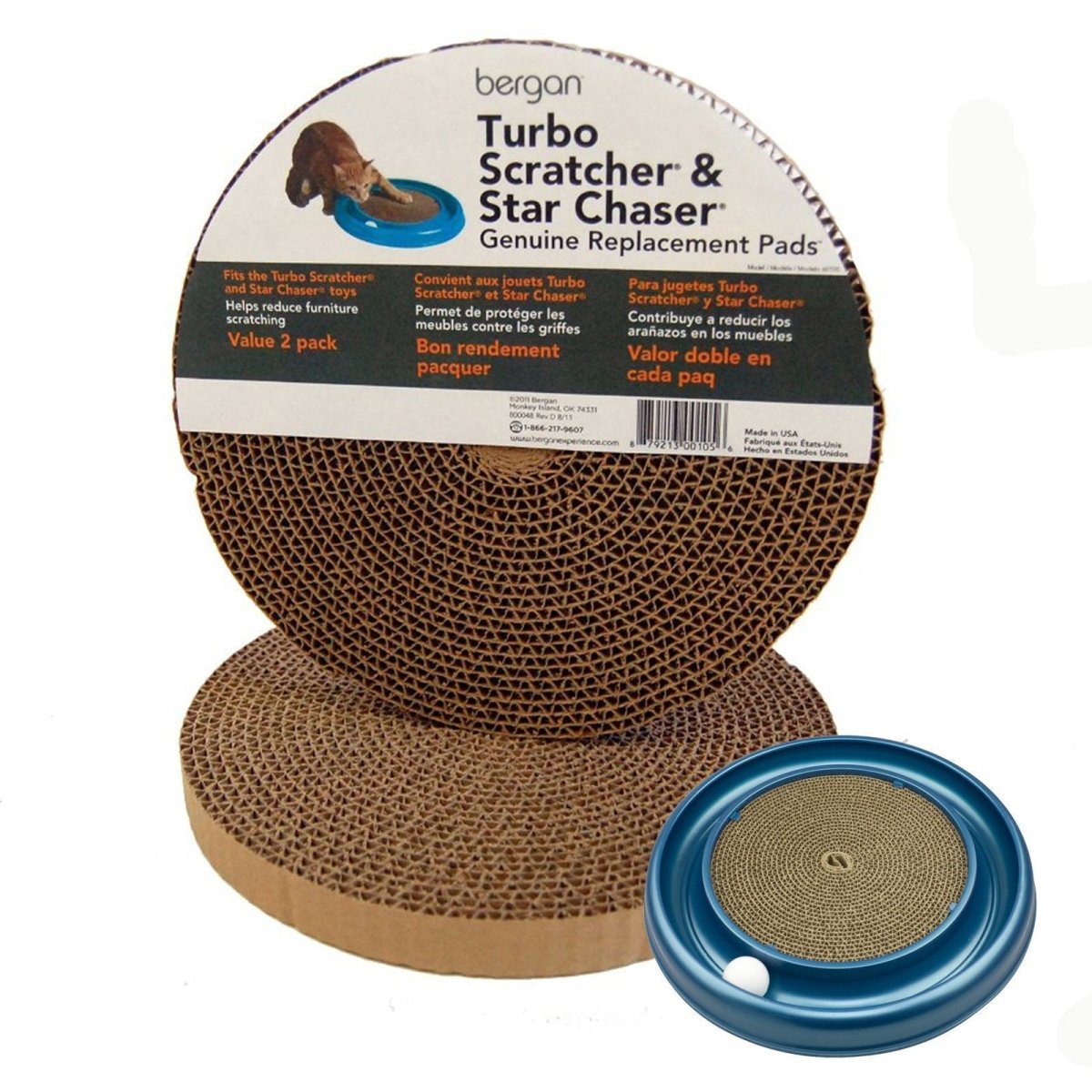 Bergan Turbo Scratcher Replacement Pads Tan, 1ea/2 pk - Pets Perfect
