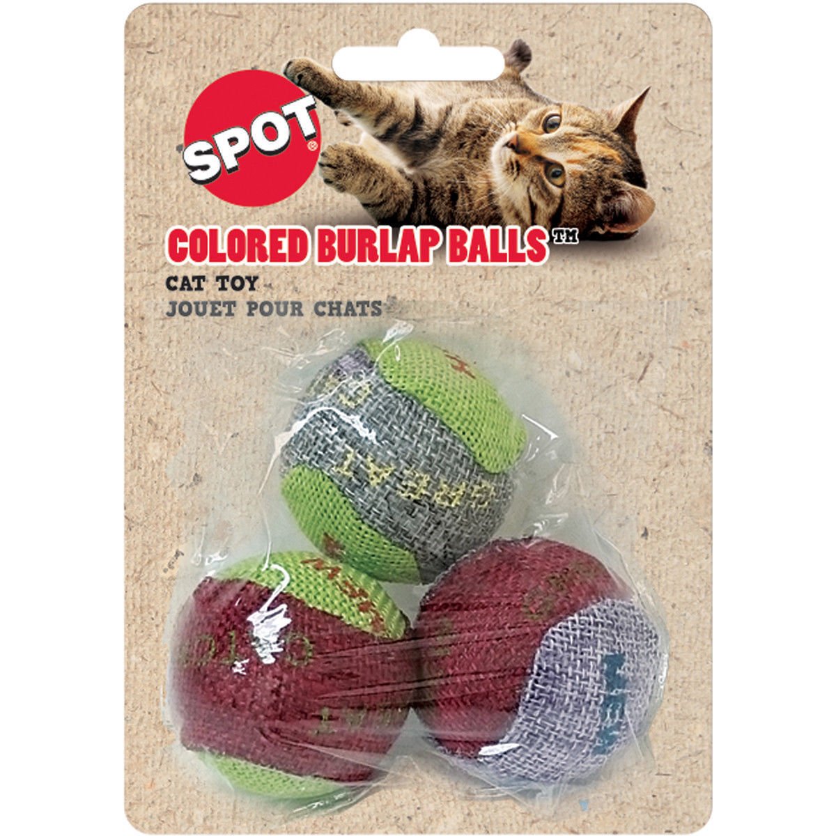Spot Burlap Ball Catnip Toy Assorted 1.5 in 3 Pack - Pets Perfect