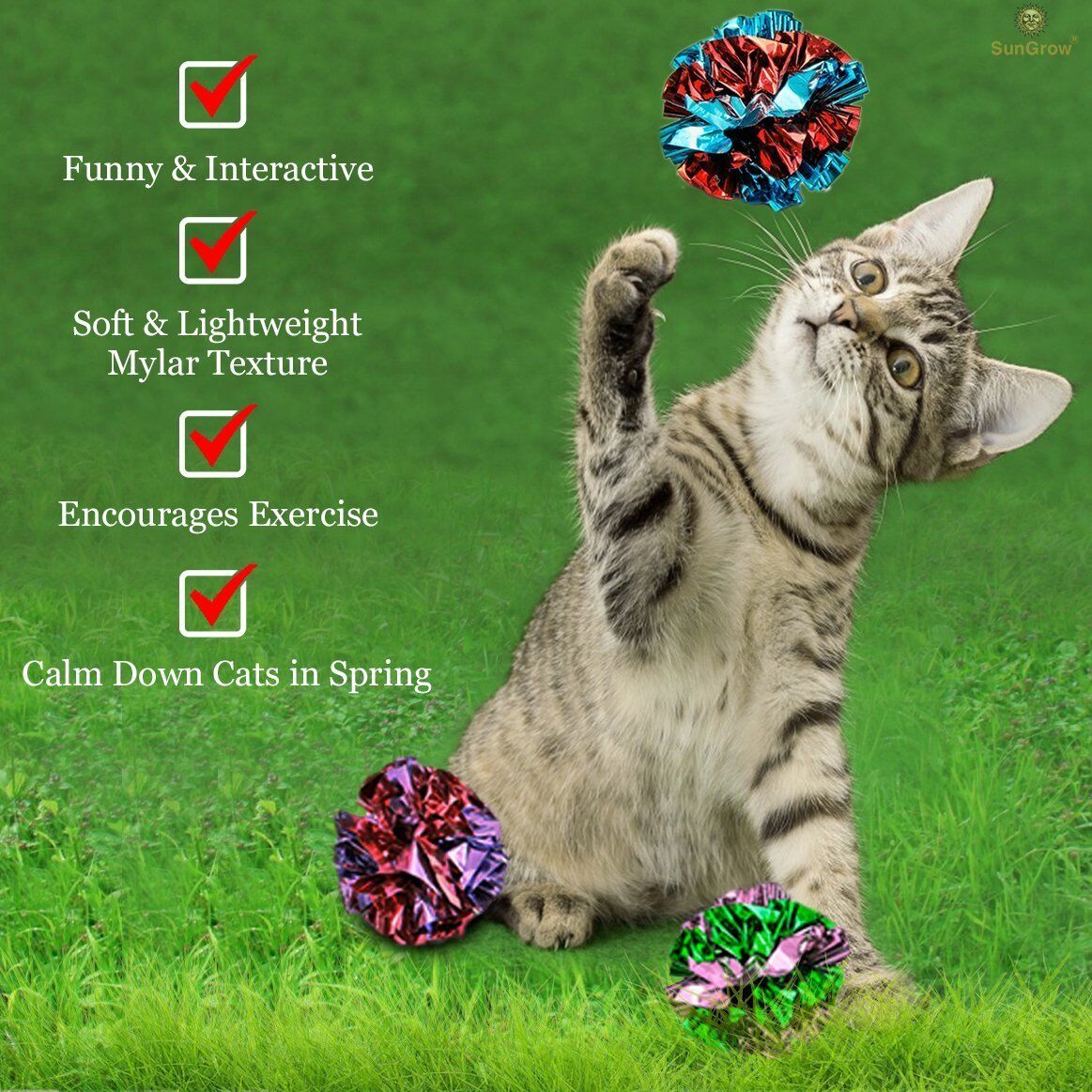 Spot Mylar Ball Cat Toy Multi - Color 1.5 in 4 Pack - Pets Perfect