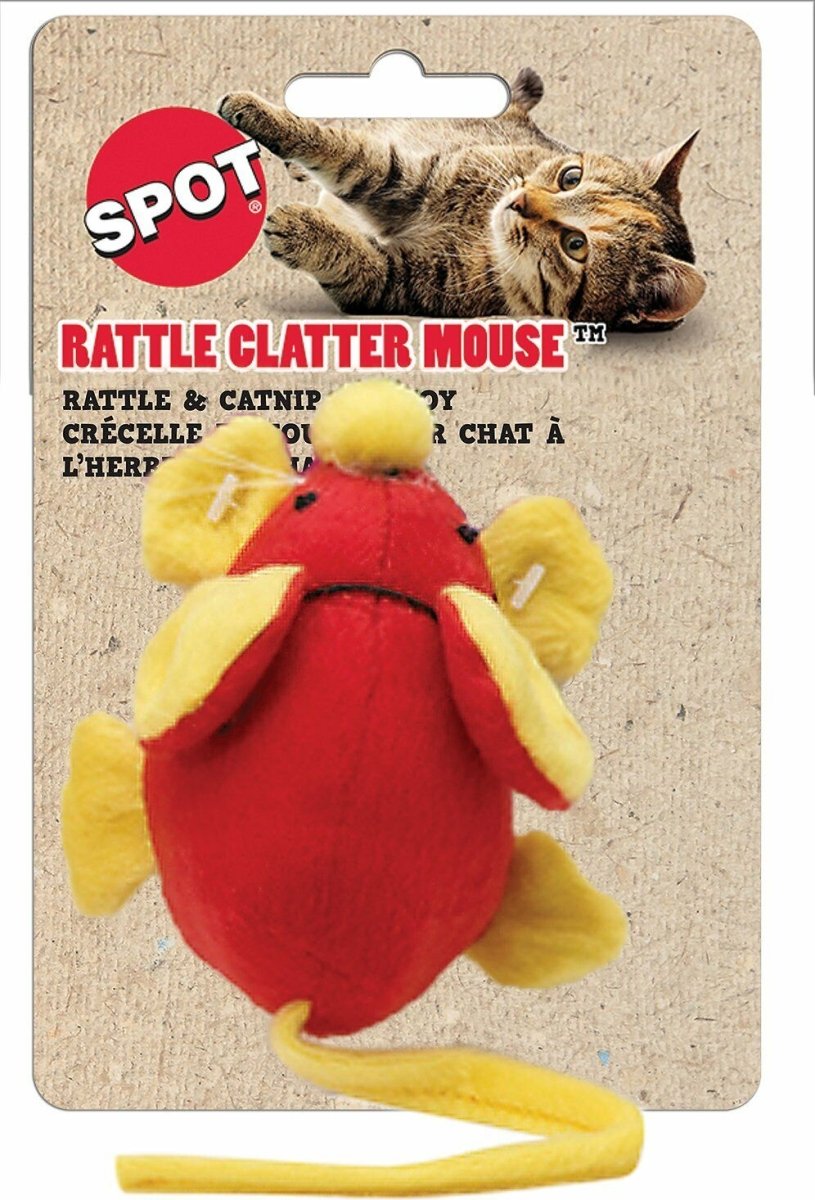Spot Rattle Clatter Mouse Cat Toy with Catnip Assorted 9 in Large - Pets Perfect