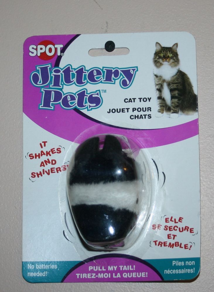Spot Jittery Mouse Plush Cat Toy Gray; White 3 in - Pets Perfect