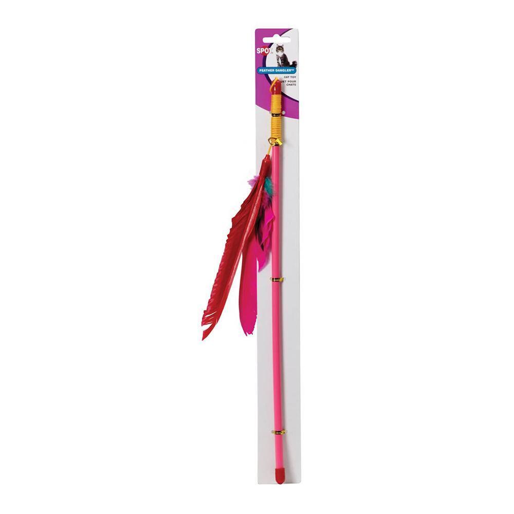 Spot Feather Dangler Teaser Wand Cat Toy Multi - Color 18 in - Pets Perfect