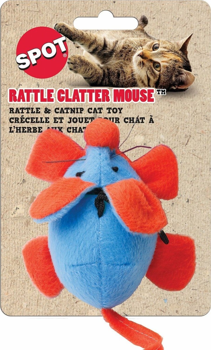 Spot Rattle Clatter Mouse Cat Toy with Catnip Assorted 9 in Large - Pets Perfect