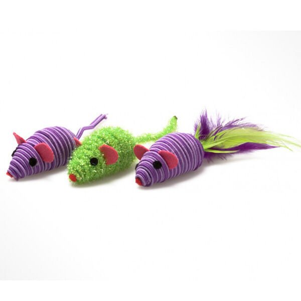 OurPets Three Twined Mice Catnip Toy Green, Purple 1ea/3 pk - Pets Perfect