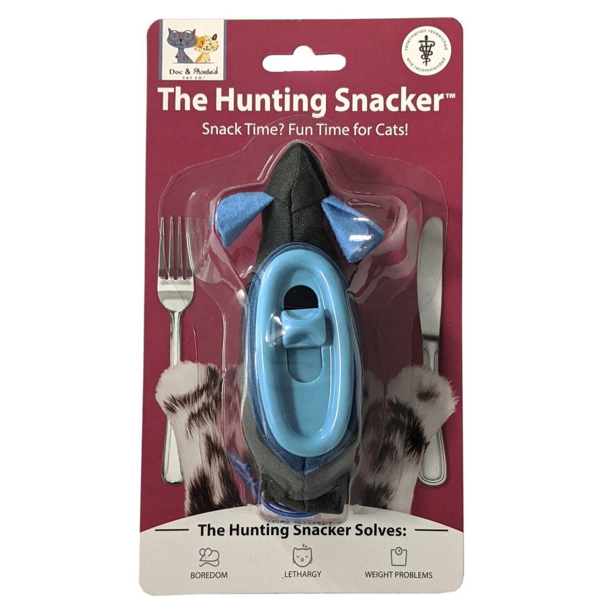 Doc and Phoebe The Hunting Snacker Cat Feeder Black - Blue 3.5in - Pets Perfect