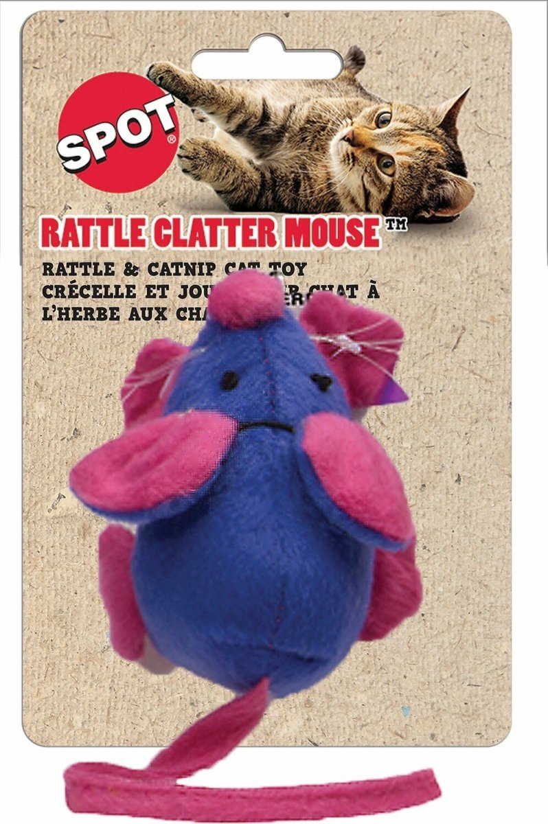 Spot Rattle Clatter Mouse Cat Toy with Catnip Assorted 9 in Large - Pets Perfect