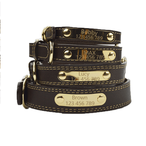 Leather Dog Collar - Personalized with Custom Engraving - Pets Perfect