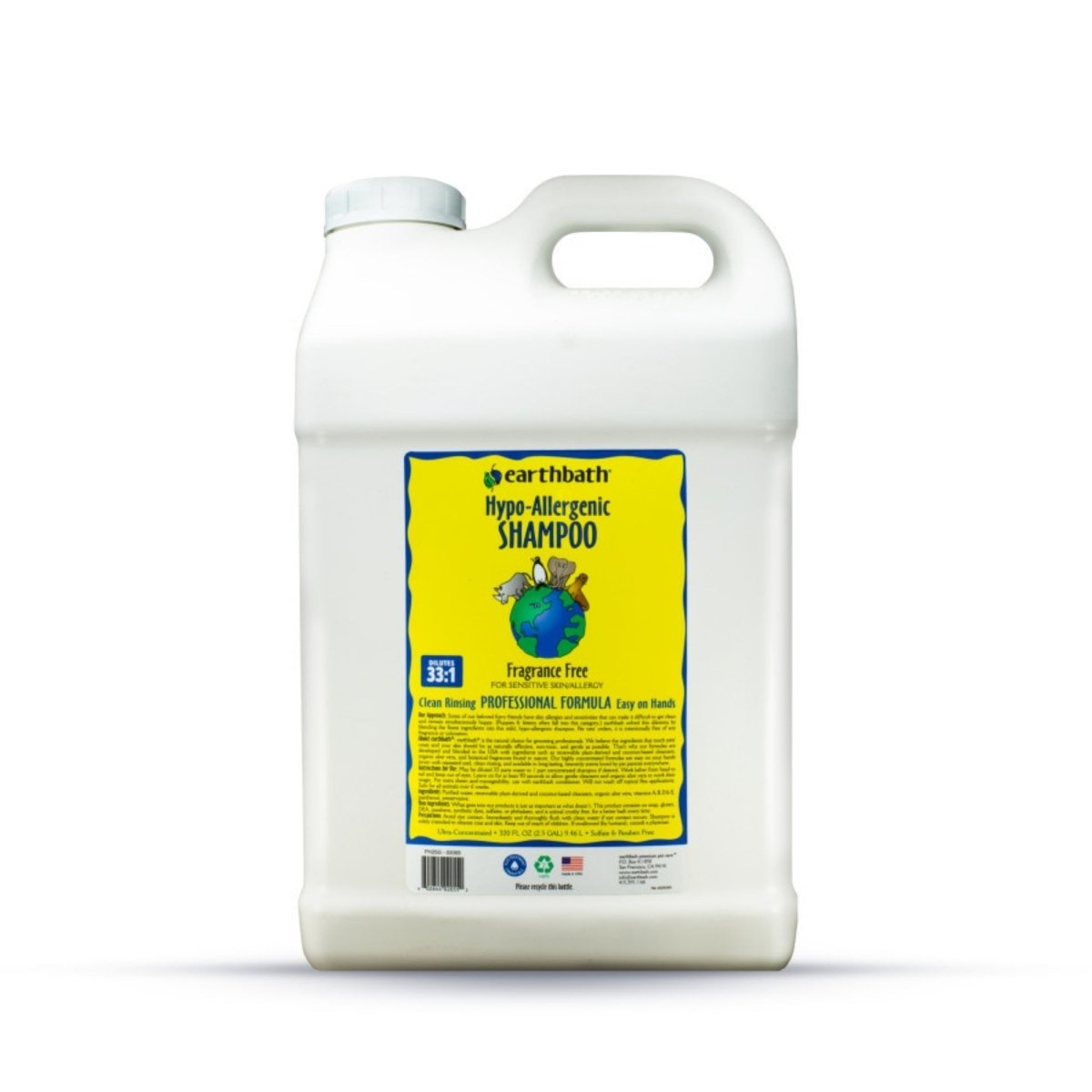 Earthbath HypoAllergenic Shampoo, Fragrance Free 1ea/2.5 gal - Pets Perfect