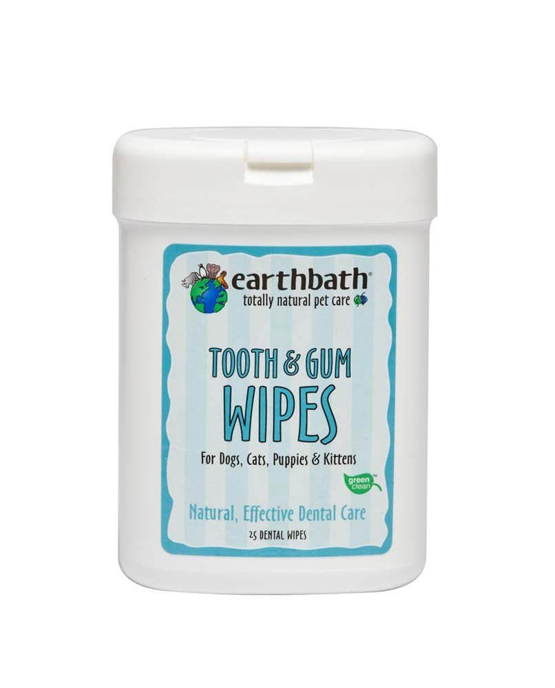 Earthbath Tooth & Gum Wipes for Dogs, Cats, Puppies, & Kittens 25 ct