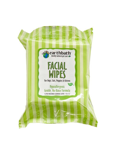 Earthbath Hypoallergenic Facial Wipes for Dogs & Cats - 25 ct