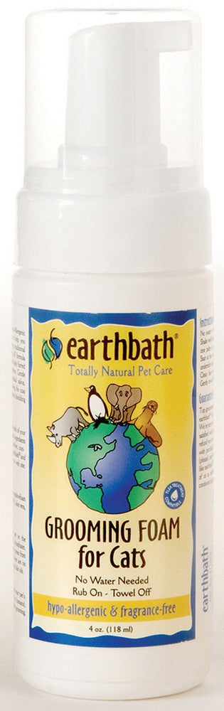 Earthbath Waterless Grooming Foam for Cats & Kittens, Fragrance Free 4 oz