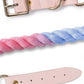Luxe Royal Pink Leather Rope Leash - Bright Gold - Pets Perfect