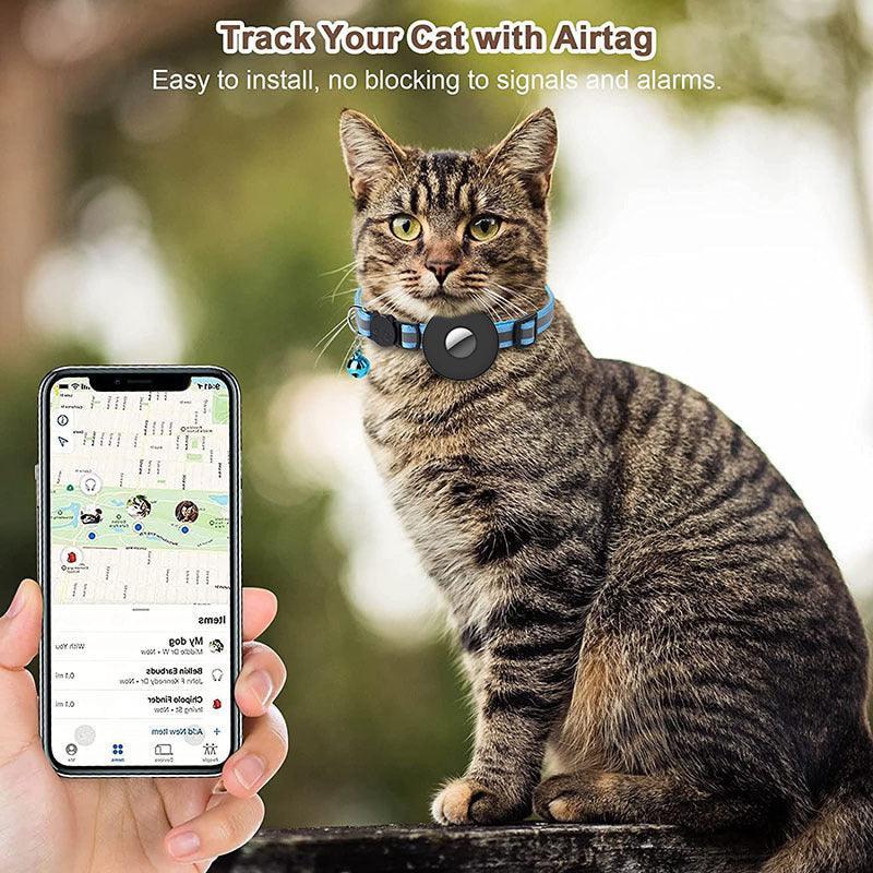 Reflective Adjustable Anti - Lost Pet Collar With Airtag Compatibility - Pets Perfect