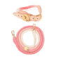 Hands Free Rope Leash and Luxe Royal Leather Collar Bundle - Strawberry Love - Pets Perfect
