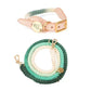 Hands Free Rope Leash and Luxe Royal Leather Collar Bundle - Ombré Green - Pets Perfect