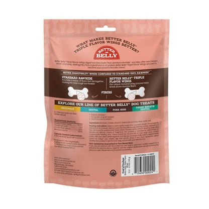 Better Belly – Long - Lasting Triple Flavor Rawhide Wings Dog Chew | 10 Count - Pets Perfect
