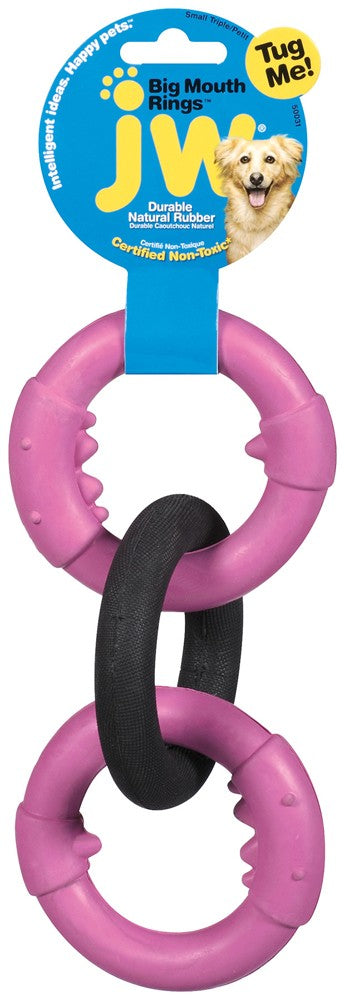 JW Pet Big Mouth Triple Ring Dog Toy Multi-Color Small