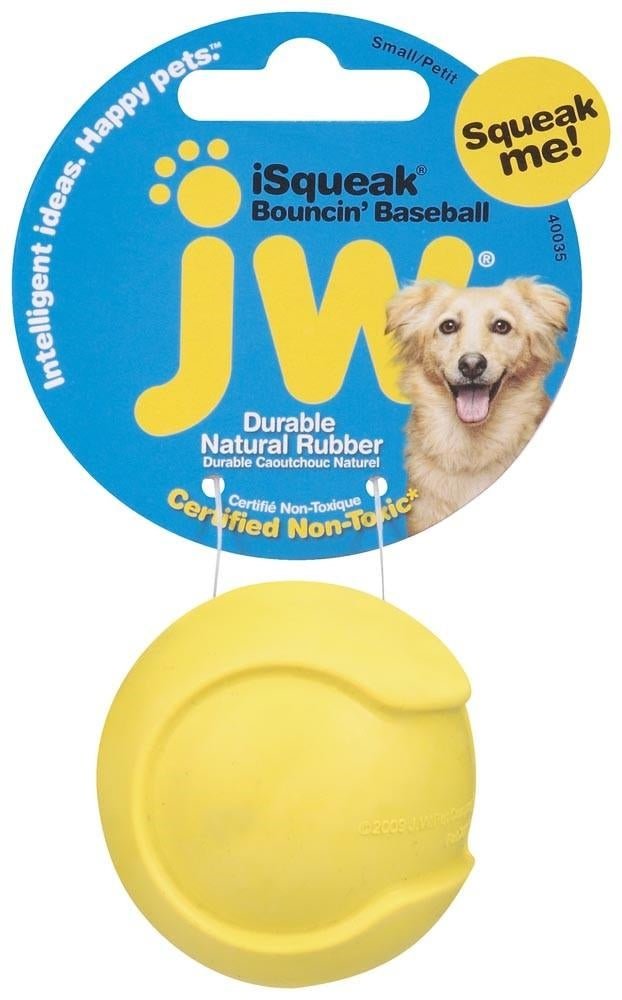 JW Pet iSqueak Bouncin' Dog Toy Baseball Assorted 1ea/SM - Pets Perfect