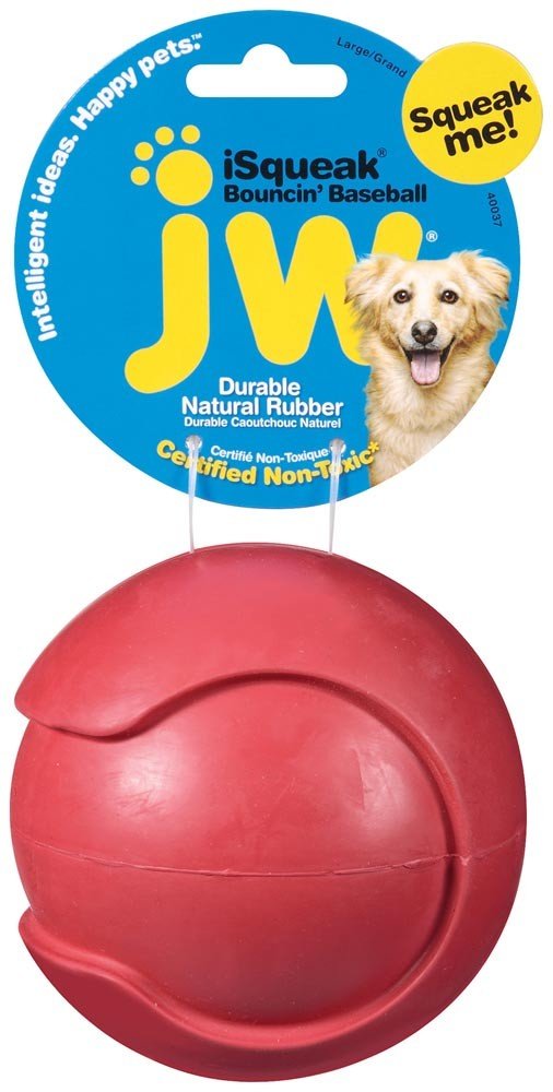 JW Pet iSqueak Bouncin' Dog Toy Baseball Assorted 1ea/LG - Pets Perfect