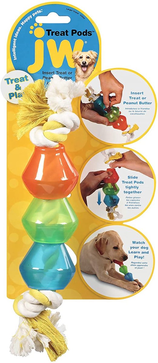 JW Pet Treat Pod Rope Dog Toy 1ea/LG - Pets Perfect