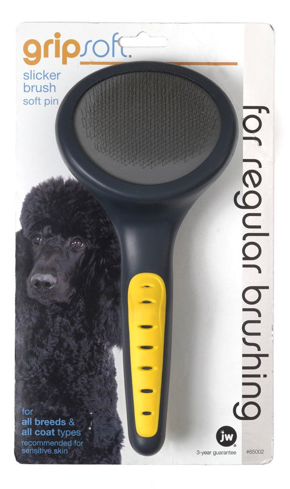 JW Pet Slicker Brush with Soft Pins Grey/Yellow Large