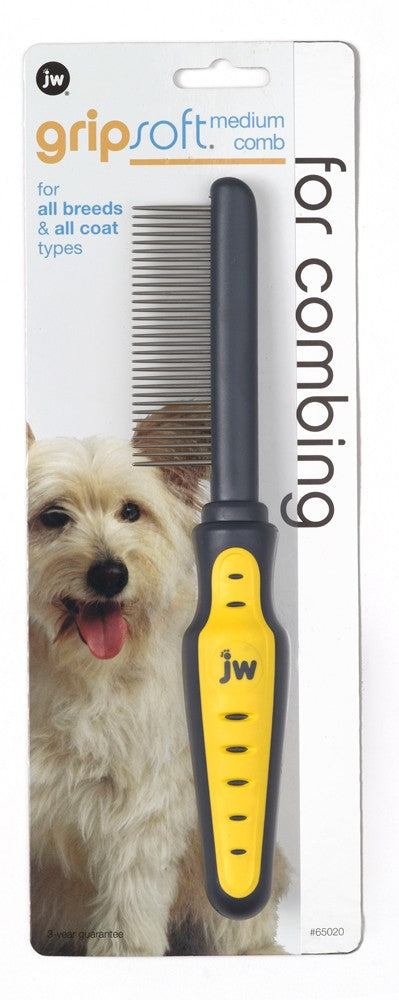 JW Pet Comb Grey/Yellow Medium