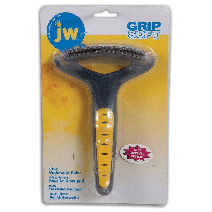 JW Pet Double Row Undercoat Rake Regular Teeth, Grey, Yellow