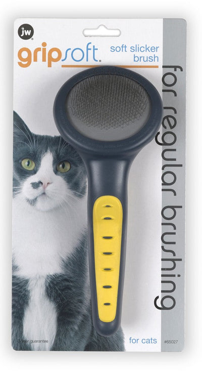 JW Pet GripSoft Cat Slicker Brush Gray/Yellow Small