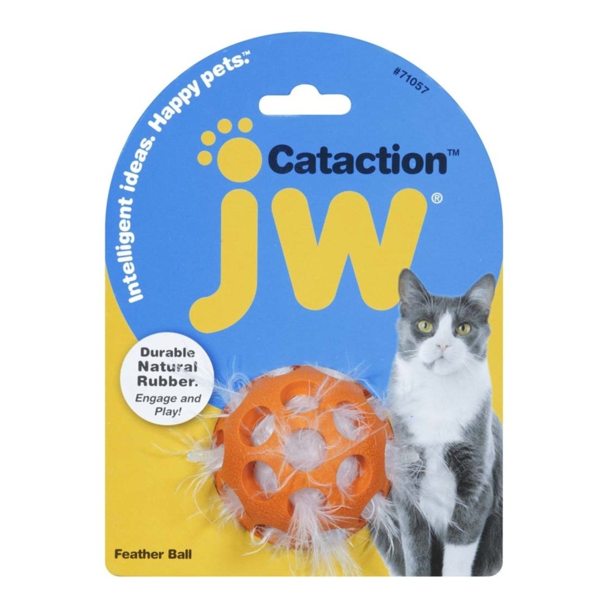 JW Pet Cataction Feather Ball Cat Toy Orange 1ea/One Size - Pets Perfect