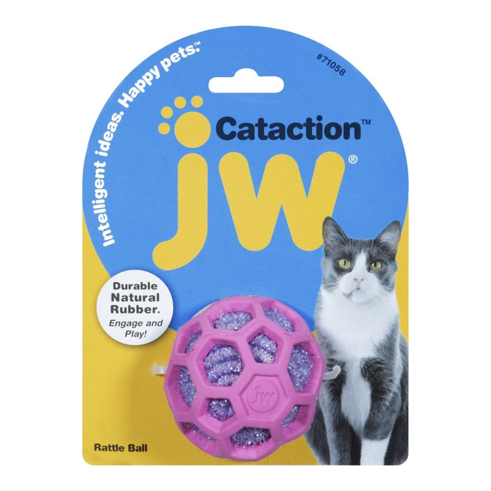 JW Pet Cataction Rattle Ball Cat Toy, Pink, Purple