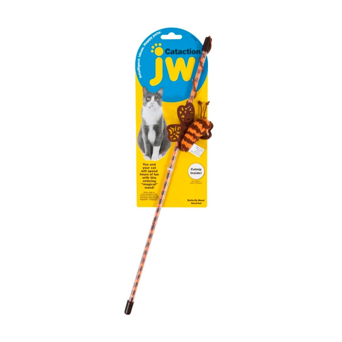 JW Pet Cataction Butterfly Wand Cat Toy Assorted 1ea/One Size - Pets Perfect