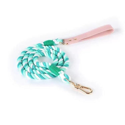Luxe Royal Pink Leather Rope Dog Leash - Spring