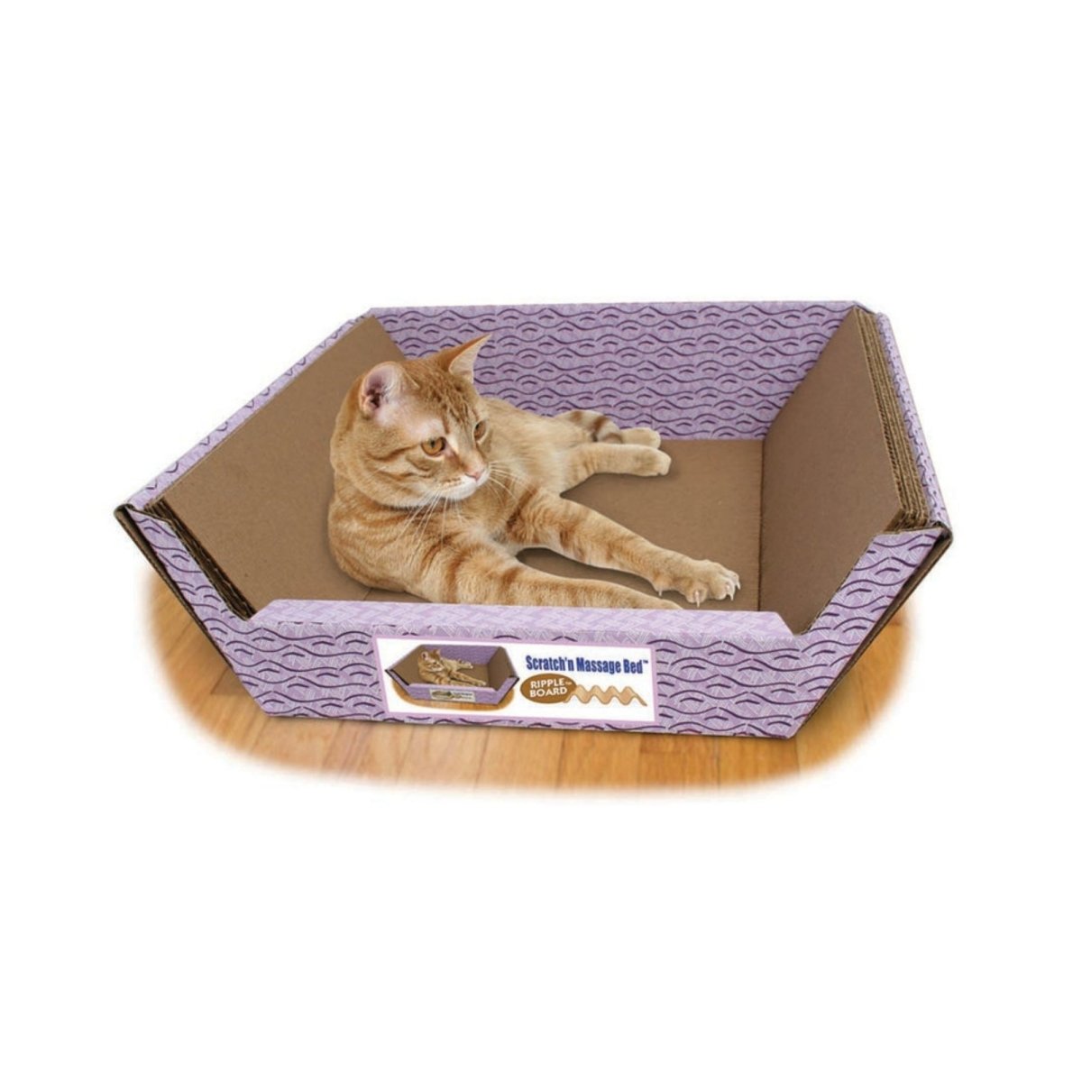 Omega Paw Ripple Board Scratch 'n Massage Bed Brown 1ea - Pets Perfect