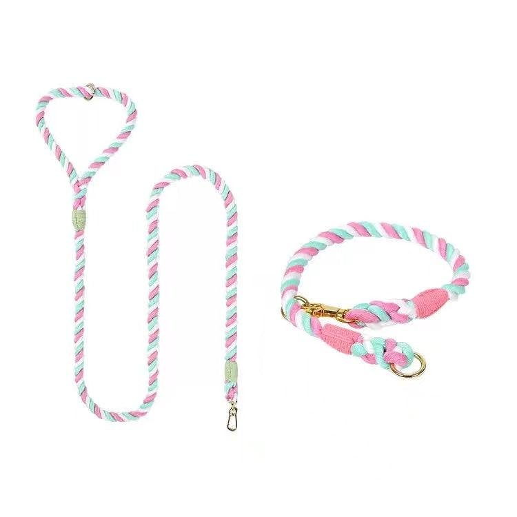 Dog Rope Dog Leash and Dog Collar Set - Cotton Candy, view 5