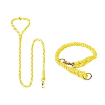 Dog Rope Dog Leash and Dog Collar Set - Lemon Squeeze, Small