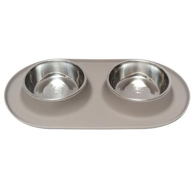 Messy Mutts Double Feeder, Grey 6 Cup