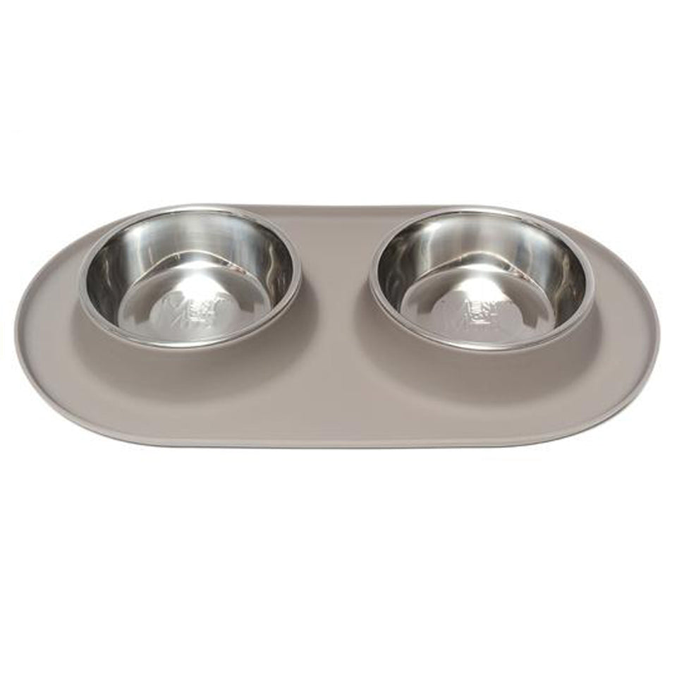Messy Mutts Double Feeder, Grey 6 Cup