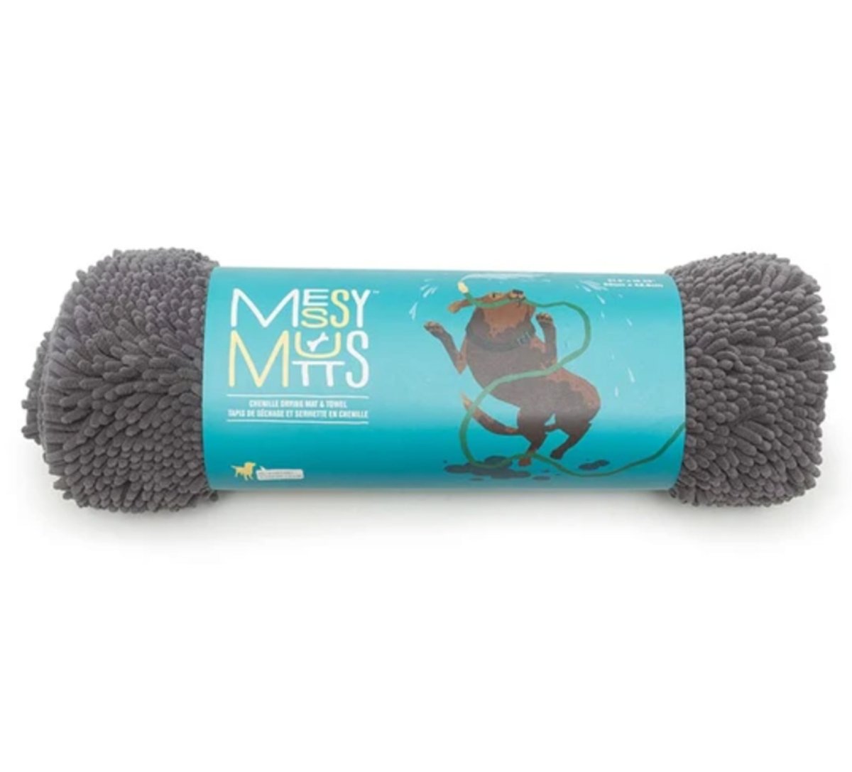 Messy Mutts Dog Drying Mat and Towel Cool Grey Small - Pets Perfect