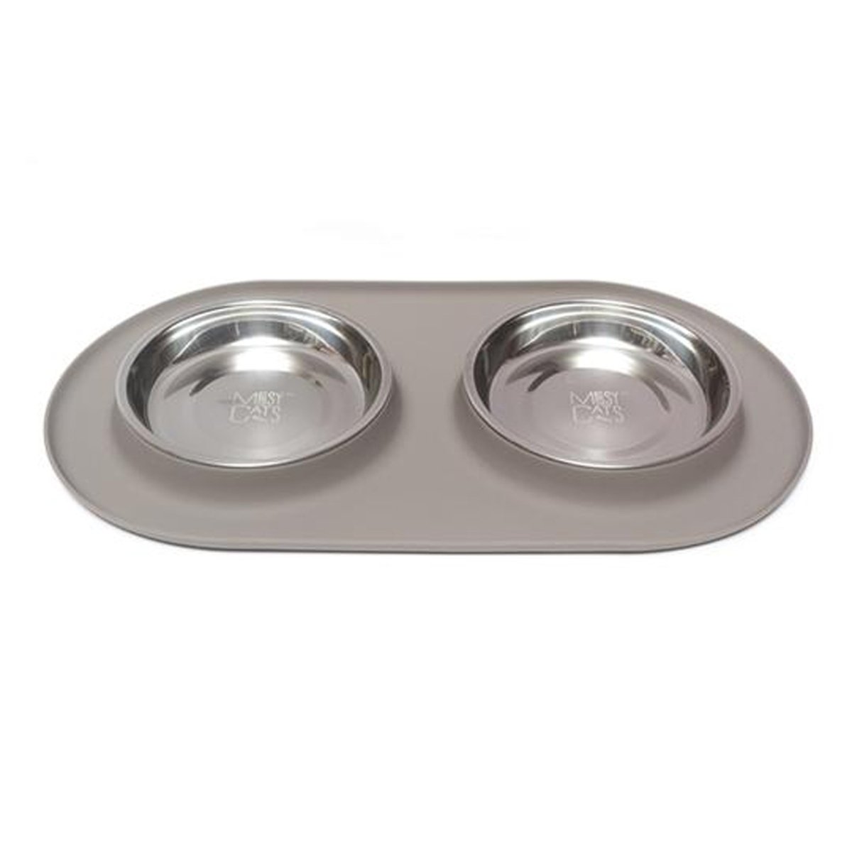 Messy Mutts Cat Double Feeder Silicone Grey - Pets Perfect