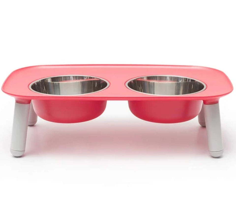 Messy Mutts Dog Double Feeder Elevated Red