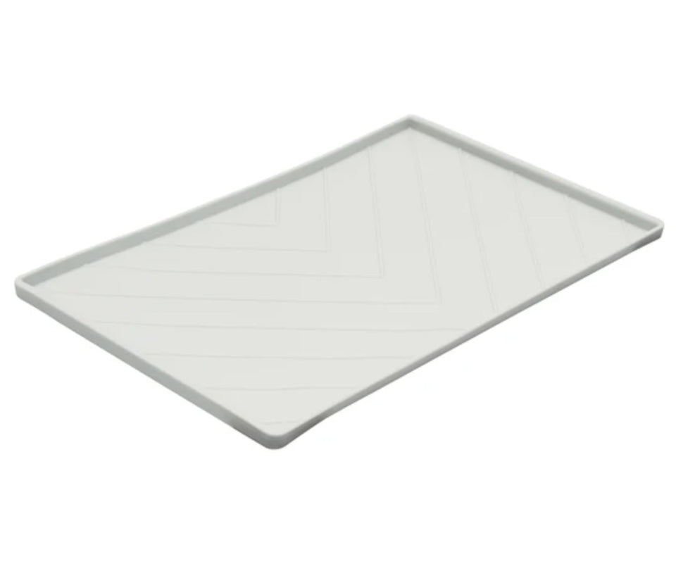 Light grey silicone dog feeding mat with herringbone pattern, unpackaged