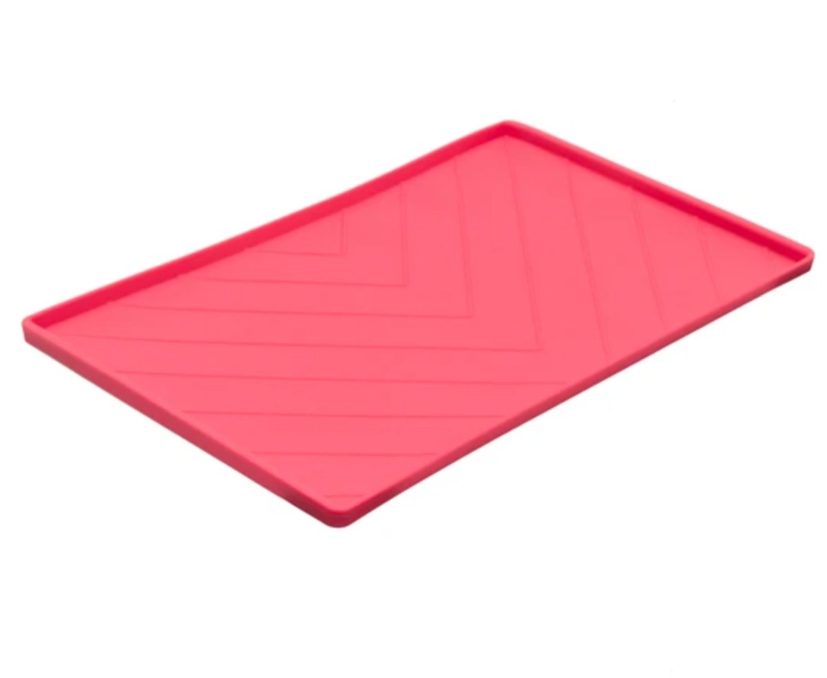 Messy Mutts Dog Silicone Mat Metal Rods Red Large - Pets Perfect