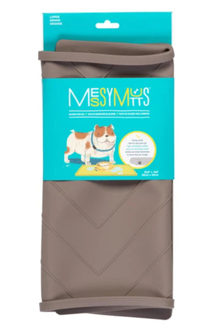 Messy Mutts Dog Silicone Mat Metal Rods, Grey Large