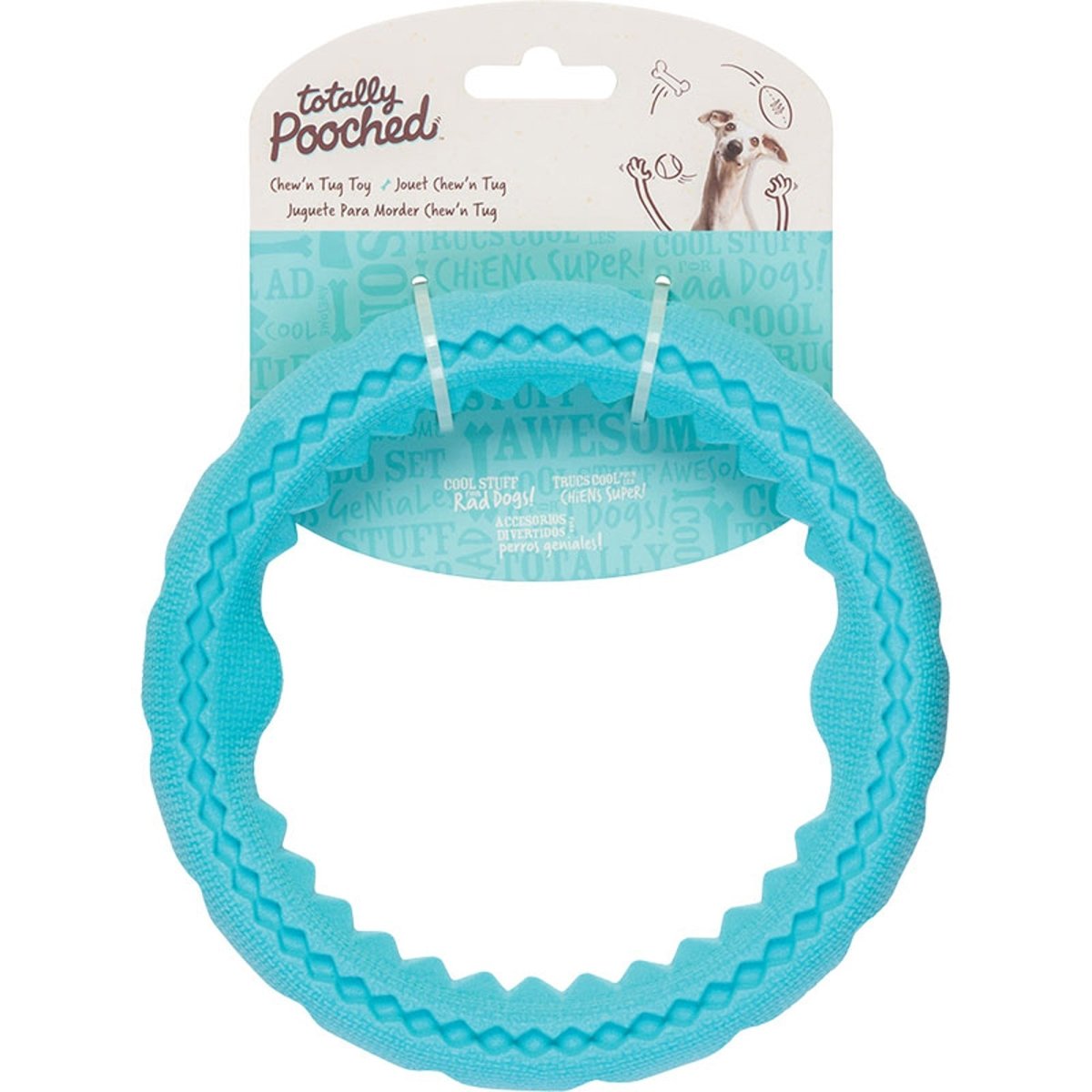 Messy Mutts Totally Dog Chew N Tug Ring Teal - Pets Perfect