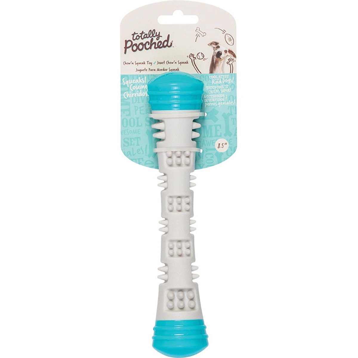 Messy Mutts Totally Dog Chew N Squeak Stick Grey Teal Small - Pets Perfect