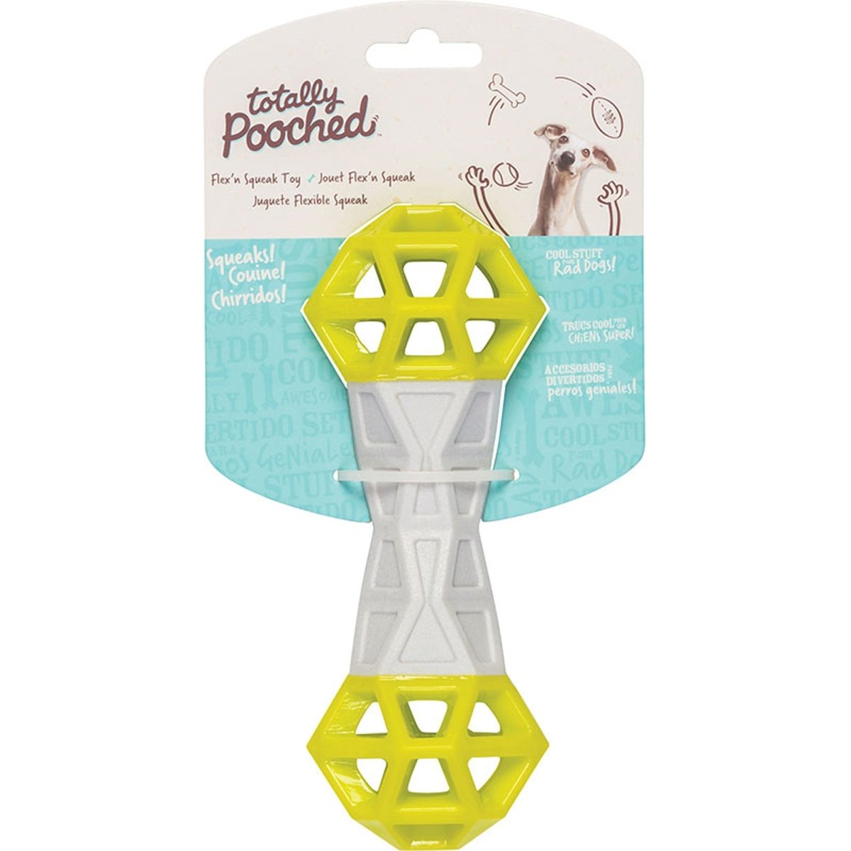 Messy Mutts Totally Dog Flex N Squeak Toy Grey Green - Pets Perfect