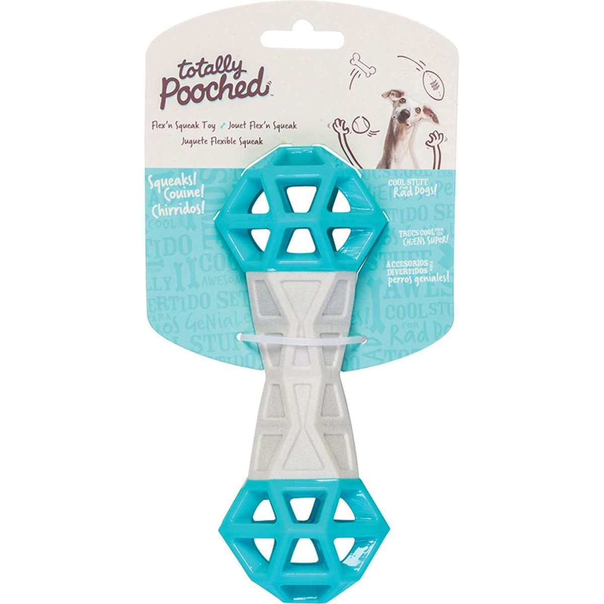Messy Mutts Totally Dog Flex N Squeak Toy Grey Teal - Pets Perfect